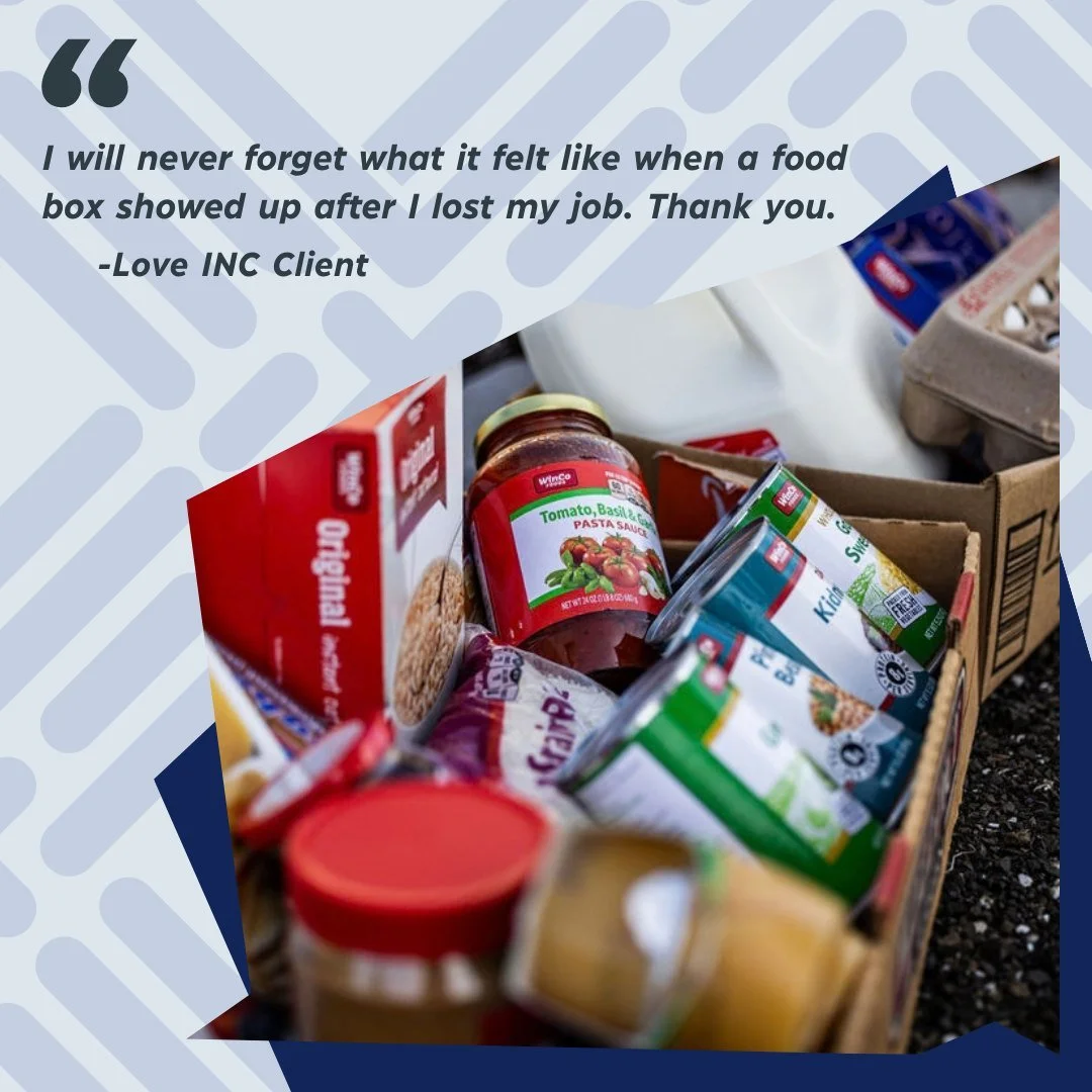 Every food box is more than just groceries... it&rsquo;s a reminder that no one has to face a hard season alone. ❤️

For one Love INC client, receiving a food box after losing a job was something they&rsquo;ll never forget. Your generosity helps make