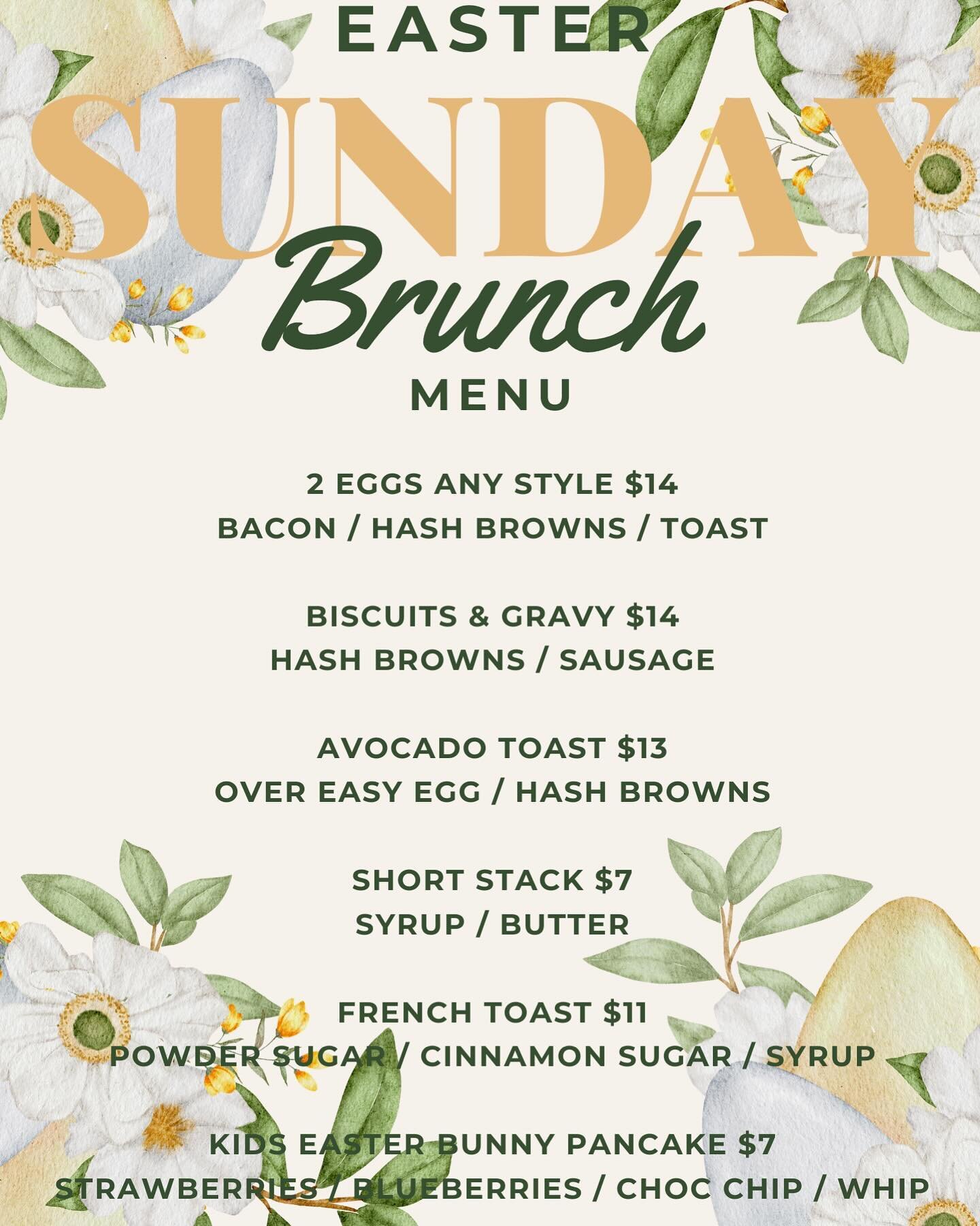 🐰 We can&rsquo;t wait for Easter weekend!! 🐰 Here&rsquo;s the weekend menu!! We&rsquo;re going to run this both Saturday and Sunday!! 🥞💐🍳 See yall this weekend!!