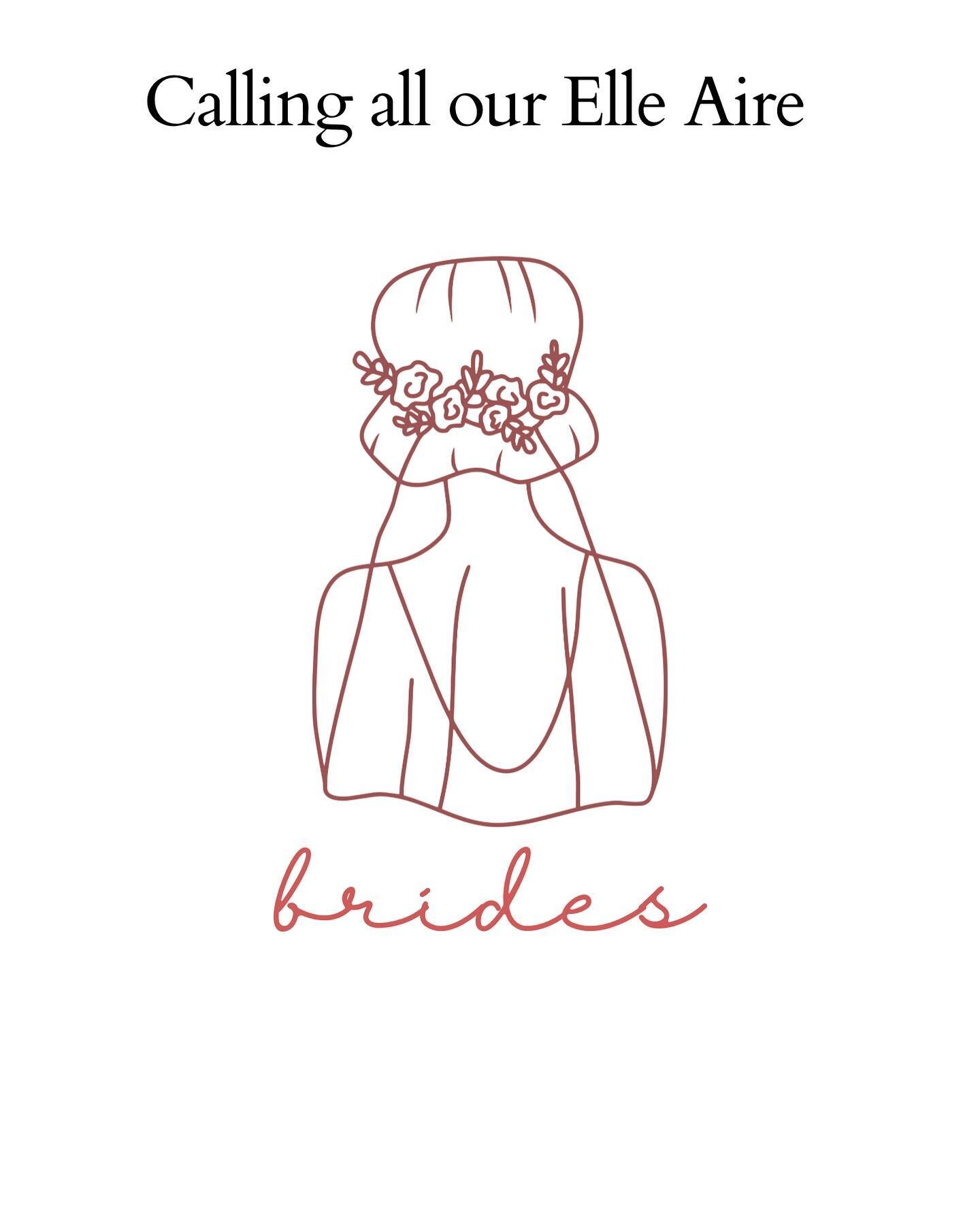 To all our past #elleairebrides&hellip;we would love to showcase your pictures in our new bridal look-book we are working on! If you would like to be featured please send your favorite professional photo from your wedding that showcases your hair and