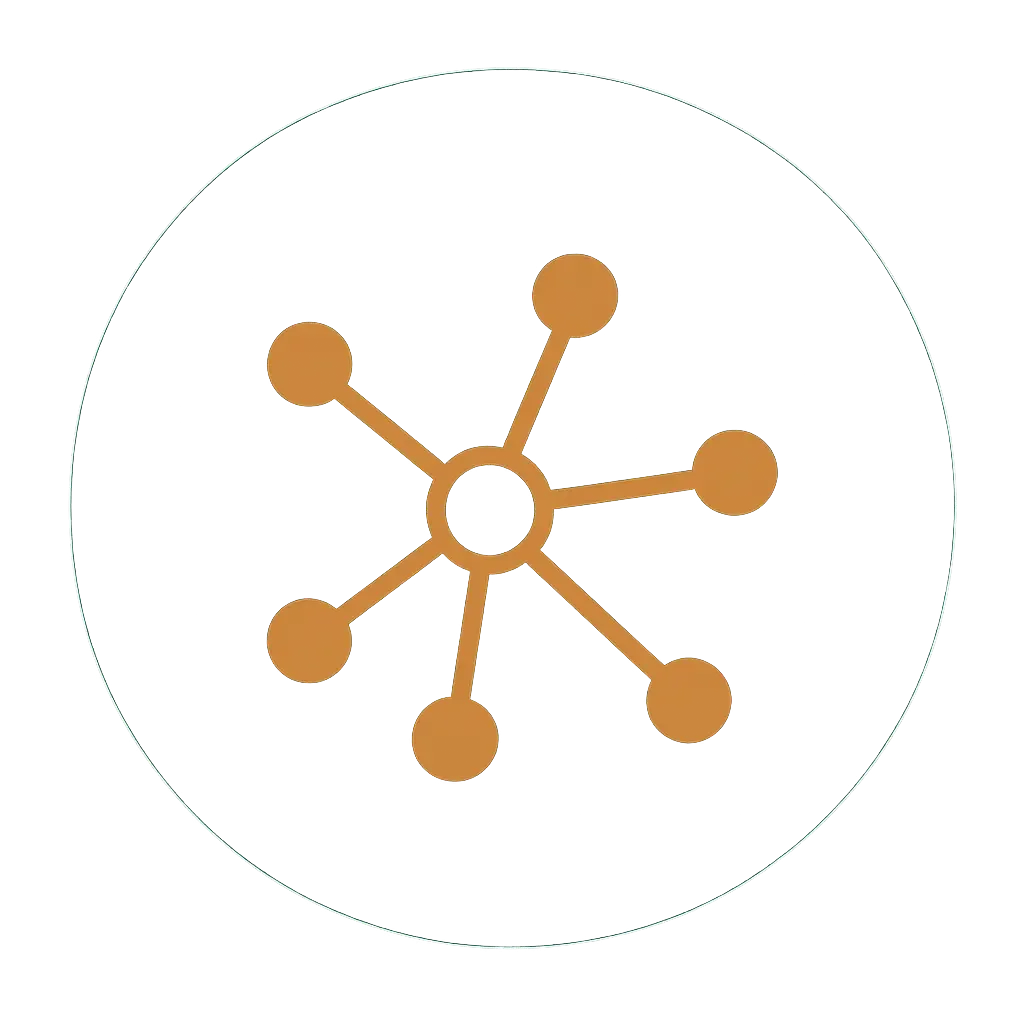 Network of connected nodes symbolising matrix leadership and complex organisational change.