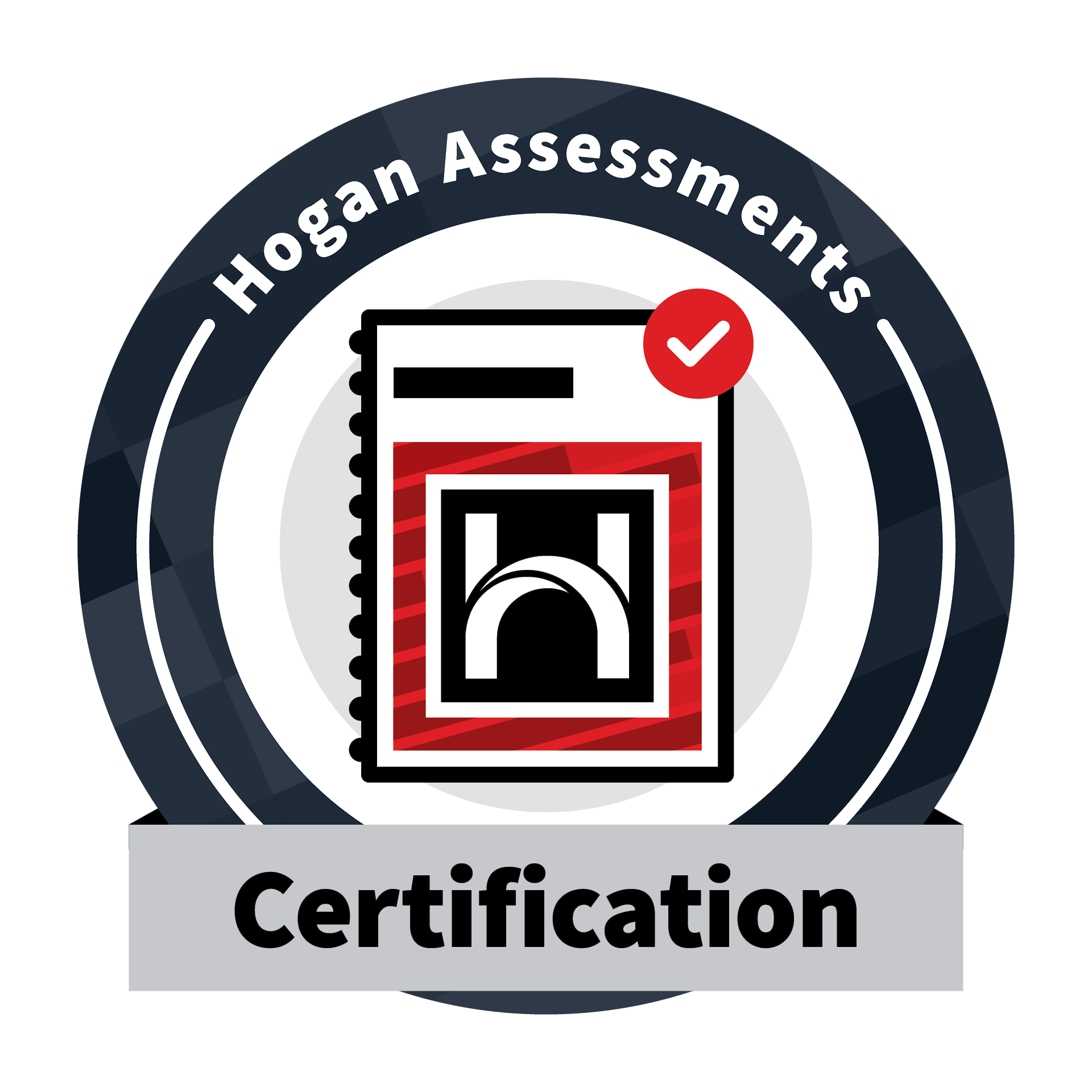 Hogan assessmnets credly certification badge with a barcode, check mark, and text indicating 'Hogan Assessments' and 'Certification' for Edwin Eve.