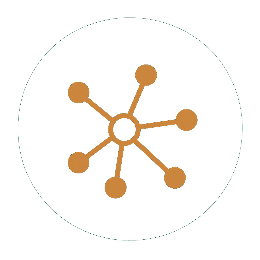 Network of connected nodes symbolising matrix leadership and complex organisational change.