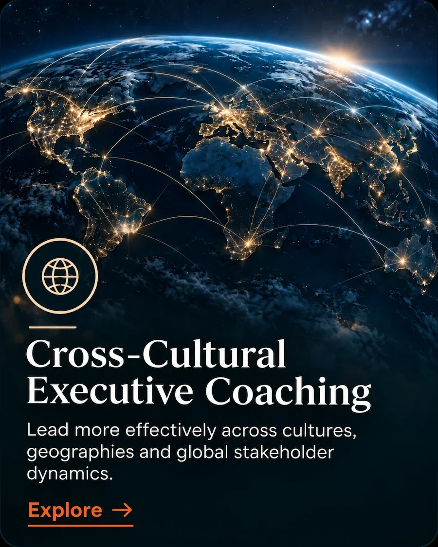 Global network connecting regions around the world, representing cross-cultural executive coaching.
