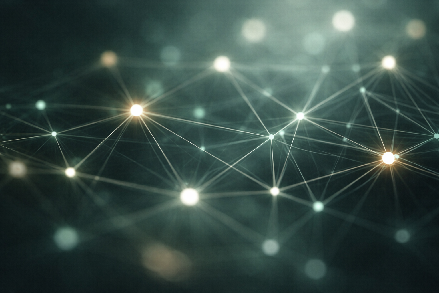 Abstract network of interconnected nodes representing systems and the science of teamwork.