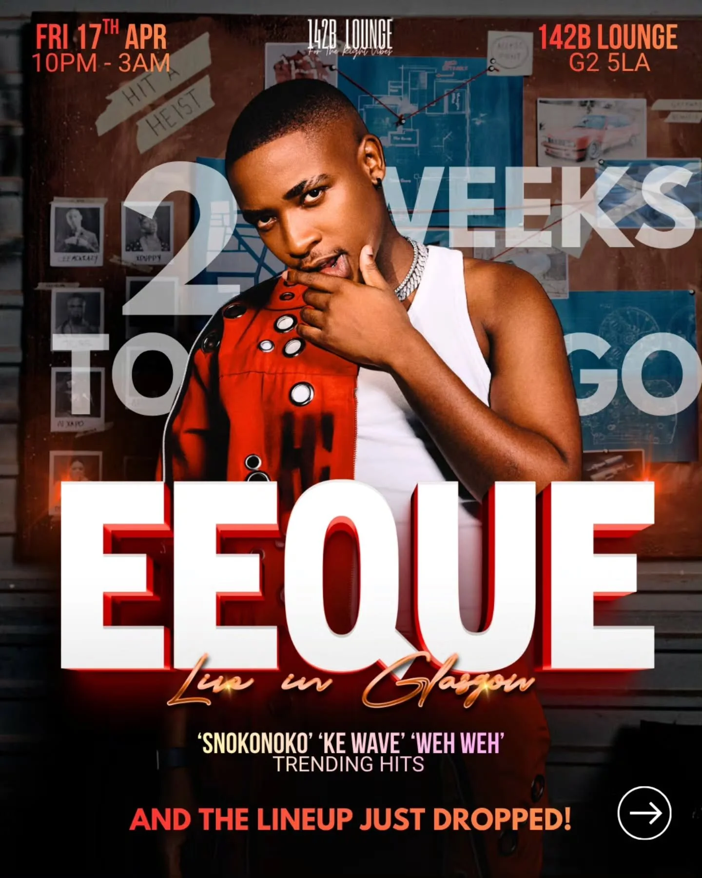 GLASGOW&hellip; LINEUP JUST DROPPED 😮&zwj;🔥
EEQUE isn&rsquo;t coming alone&hellip;
we&rsquo;re bringing the FULL squad with him.
DJ Flex &bull; DJ Ozzy &bull; DJ B4X
Hypeman G1 &bull; JoeTheShow
Mannie &amp; Decks

From Amapiano, Afroswing to Gqom 