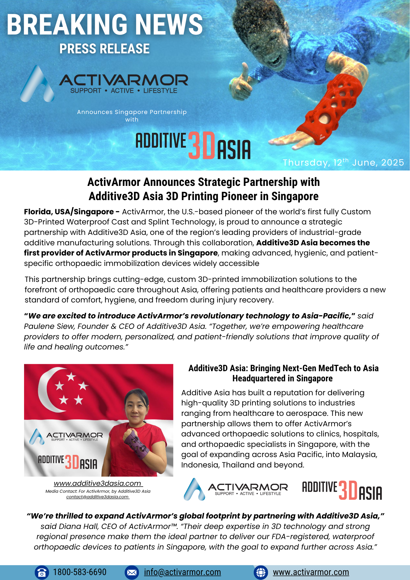 ActivArmor Partners with Additive3D Asia: 3D Printed Casts in Singapore ...