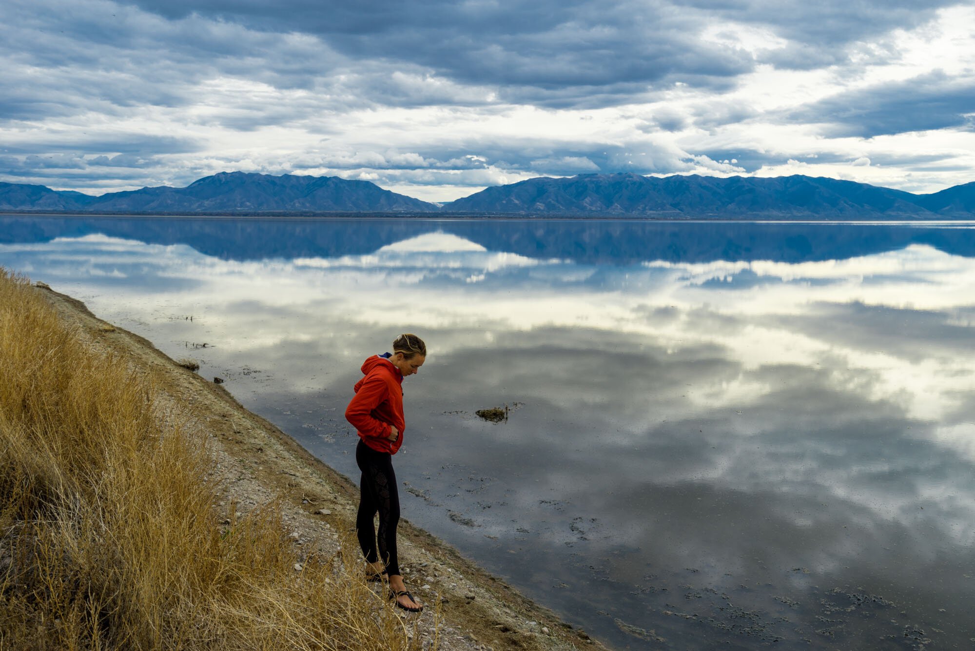 The reflections in the water on Antelope Island 