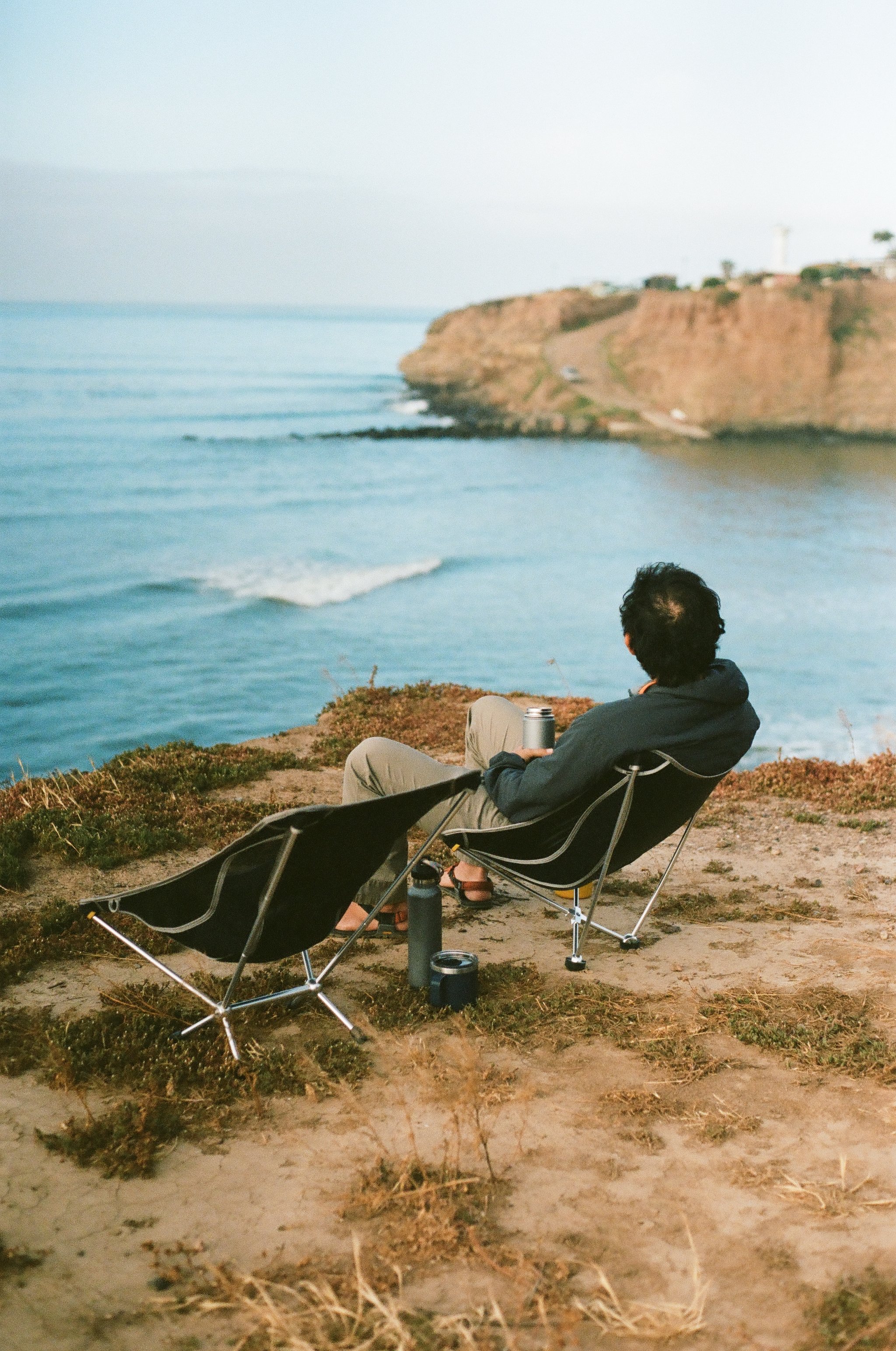  Owen on wave watch with his morning coffee, 35mm 