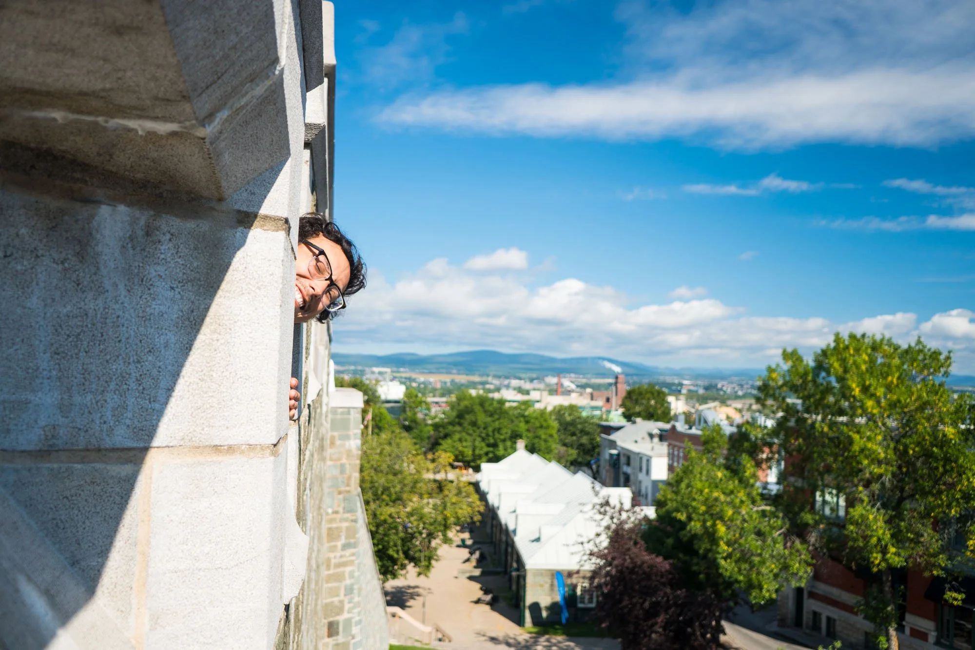  Owen exploring the walls of Old Town Quebec 