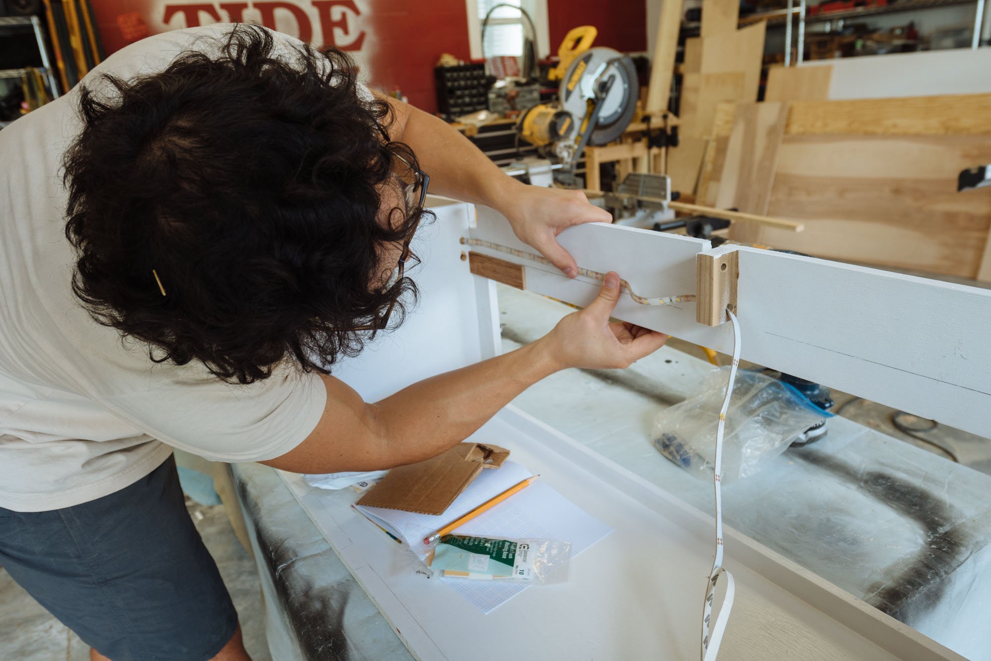 Applying lights to cabinet