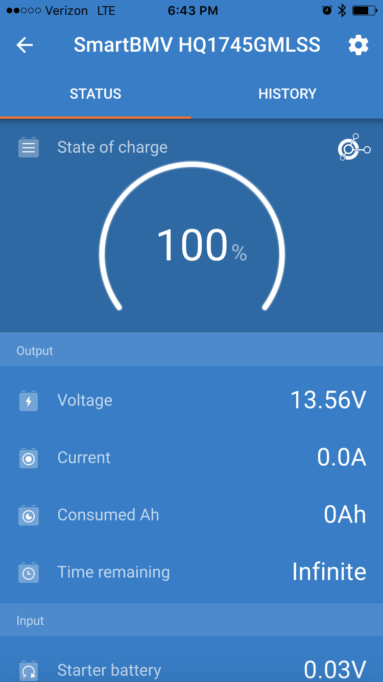 Status from battery monitor