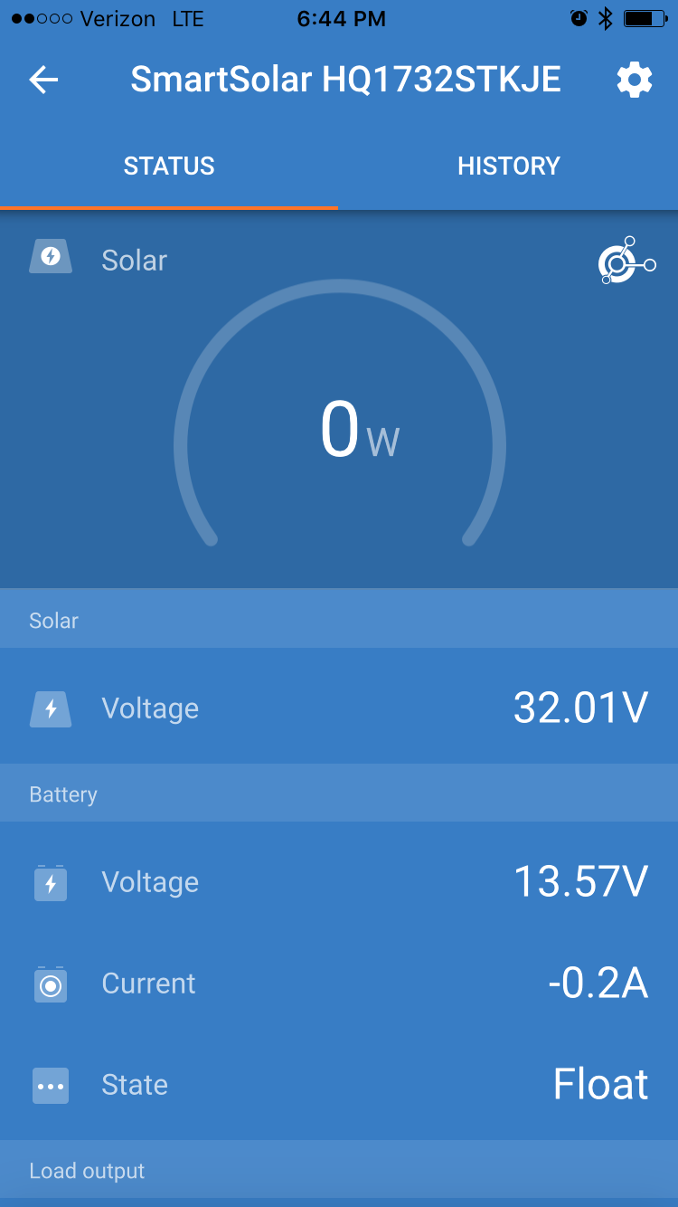 Status from charge controller