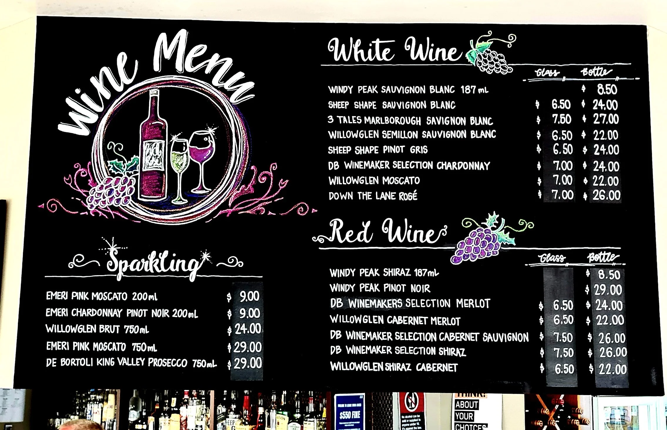 CHALK ART, CHALK BOARD, MENU BOARD, RESTAURANT MENU BOARD, BAR WINE BOARD