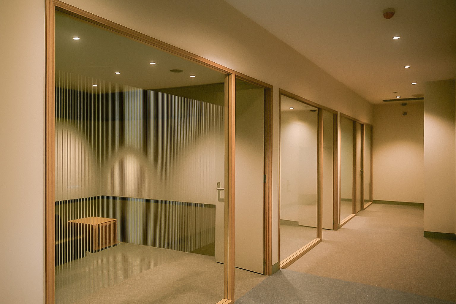 timber glazing frames in office space
