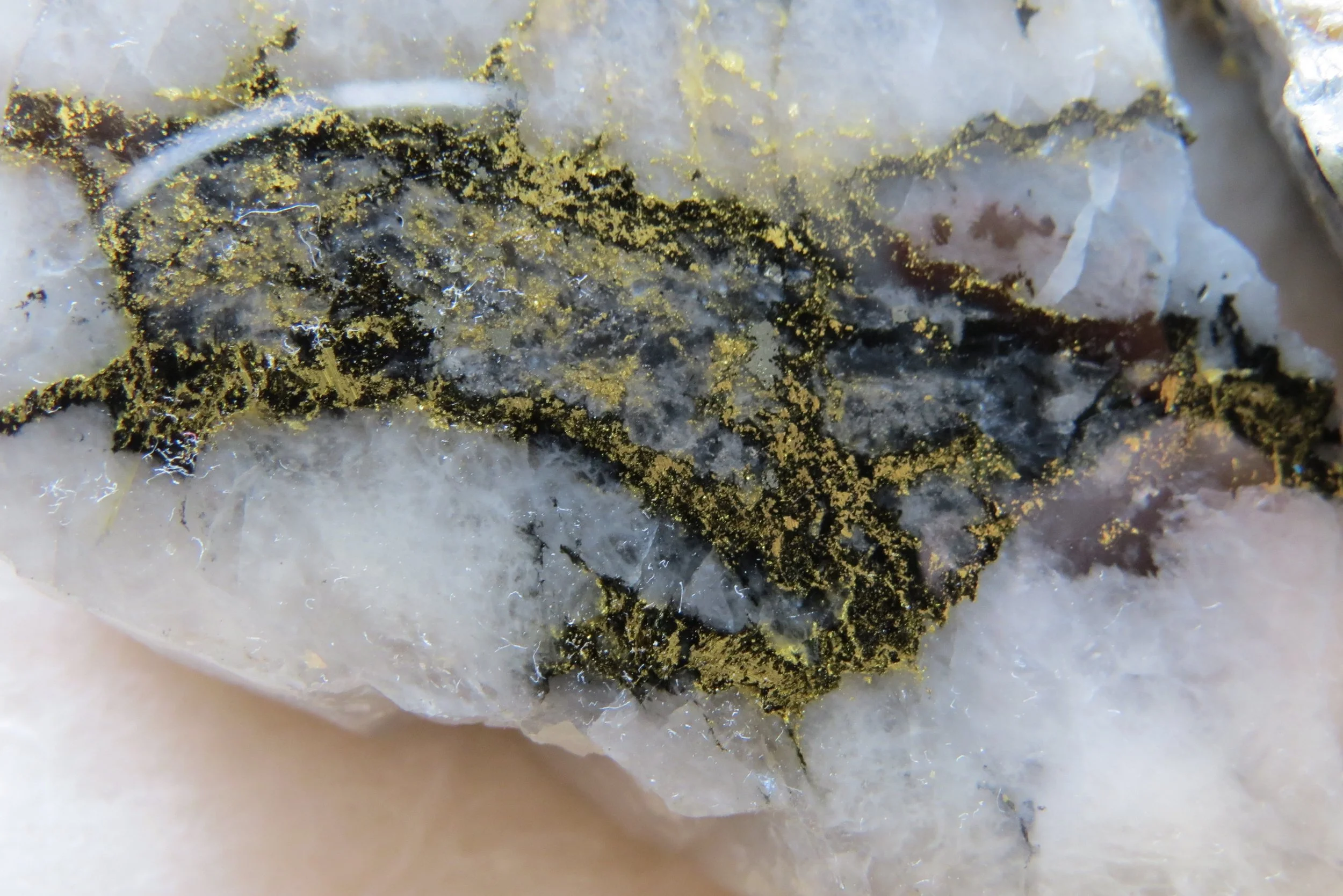 Quartz with fracture filling gold and tourmaline in the shape of a horse. Courtesy of Hermann Daxl.