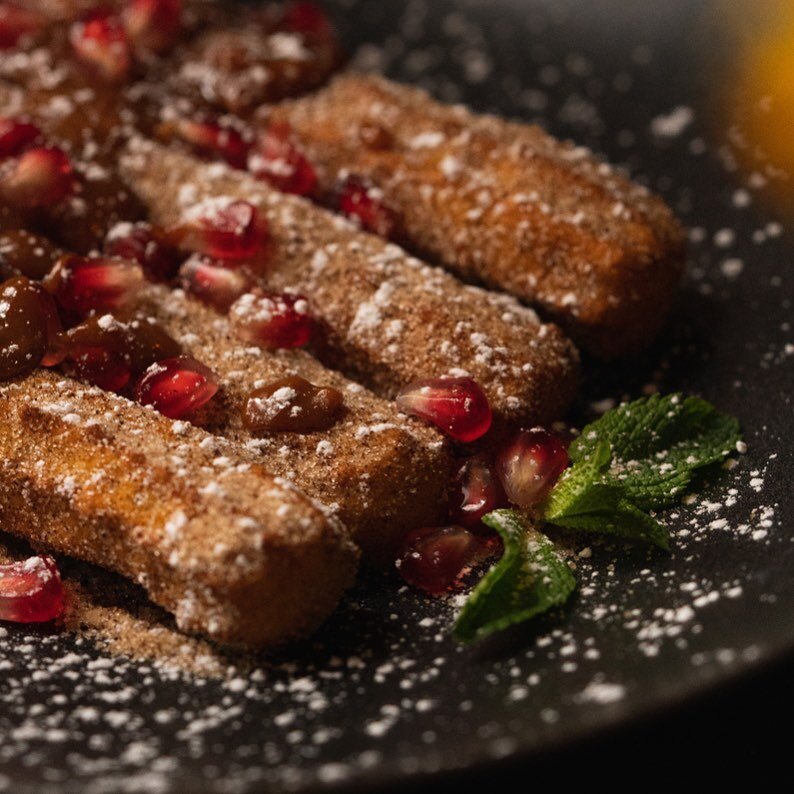 Try our churros drizzled with a slow cooked Mexican caramel sauce and pomegranates :)