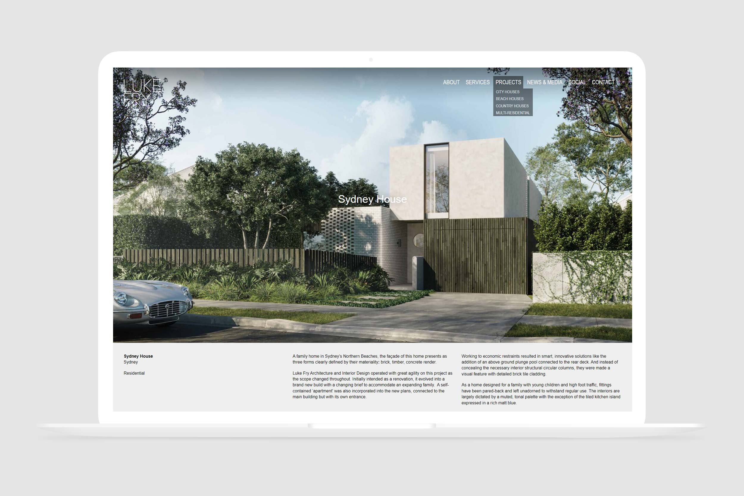 A project page for a Sydney House.