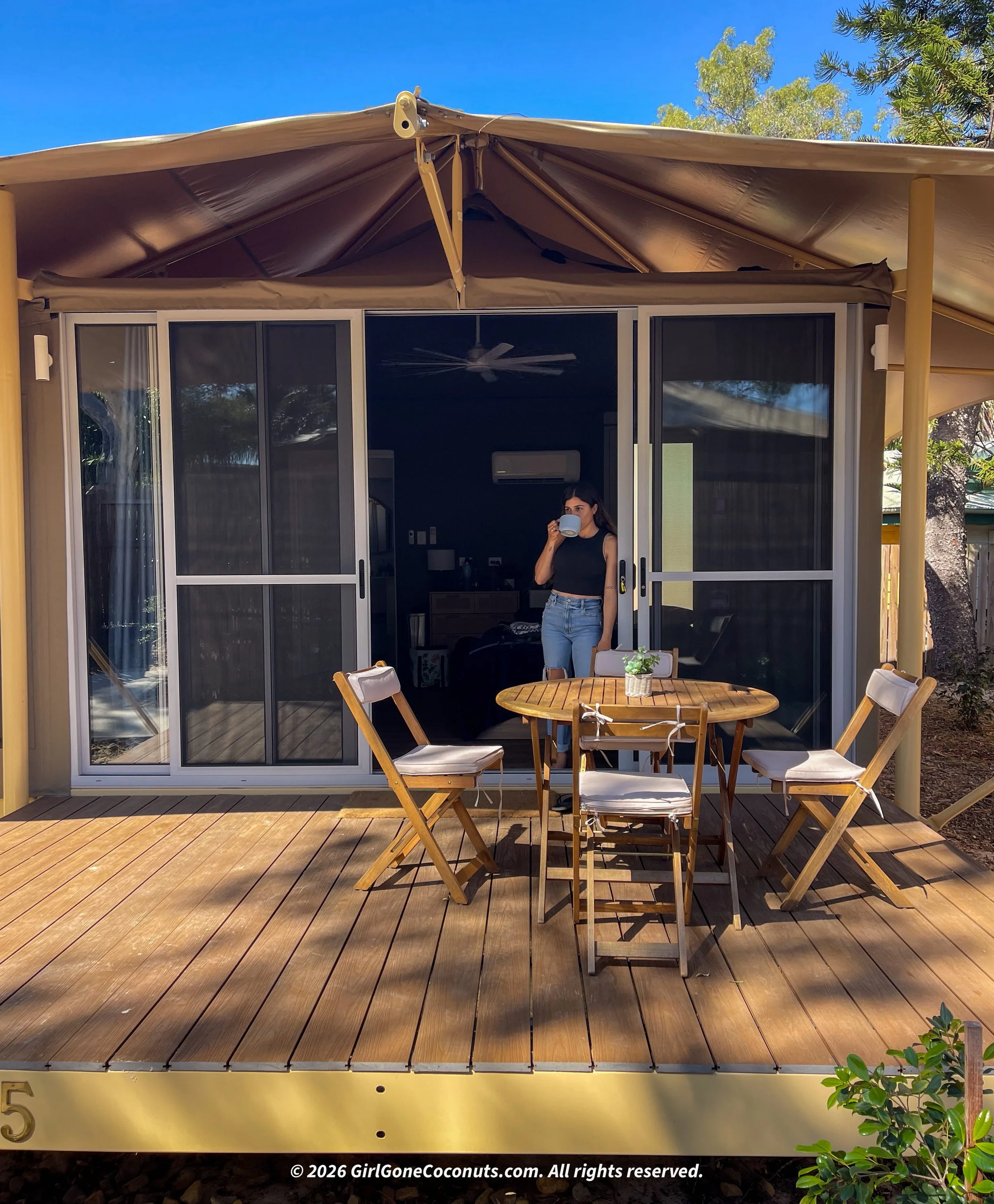 My glamping tent at Great Keppel Hideaway on Great Keppel Island.