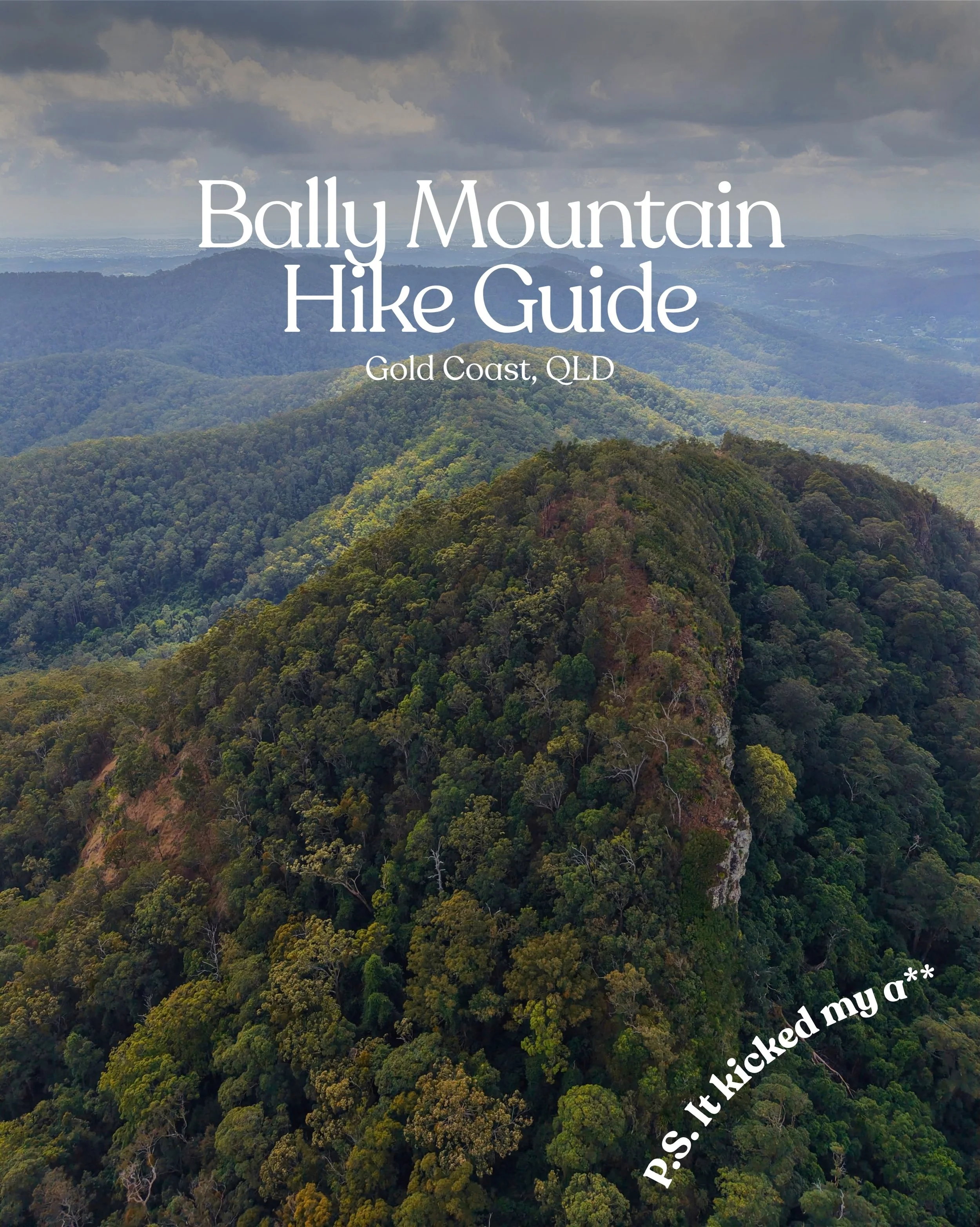 Bally Mountain hike guide (Gold Coast, QLD): 

- Location: Bally Mountain, Gold Coast hinterland, Queensland
- Distance: 5.8 km / 3.6 miles
 - Time: 2.5 to 3 hours (I started at 8:45 and finished around 11:30)
- Difficulty: Moderate-Hard 
- Elevation