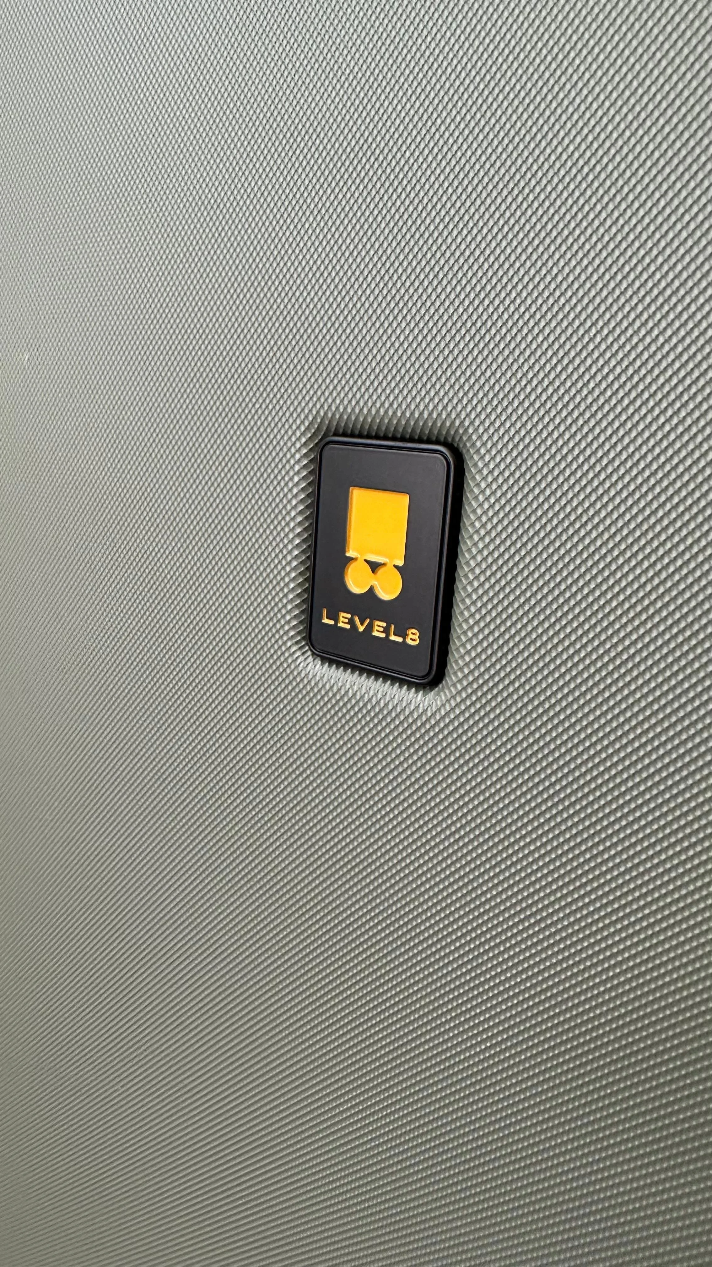 The only logo on the Level 8 Voyageur suitcase.