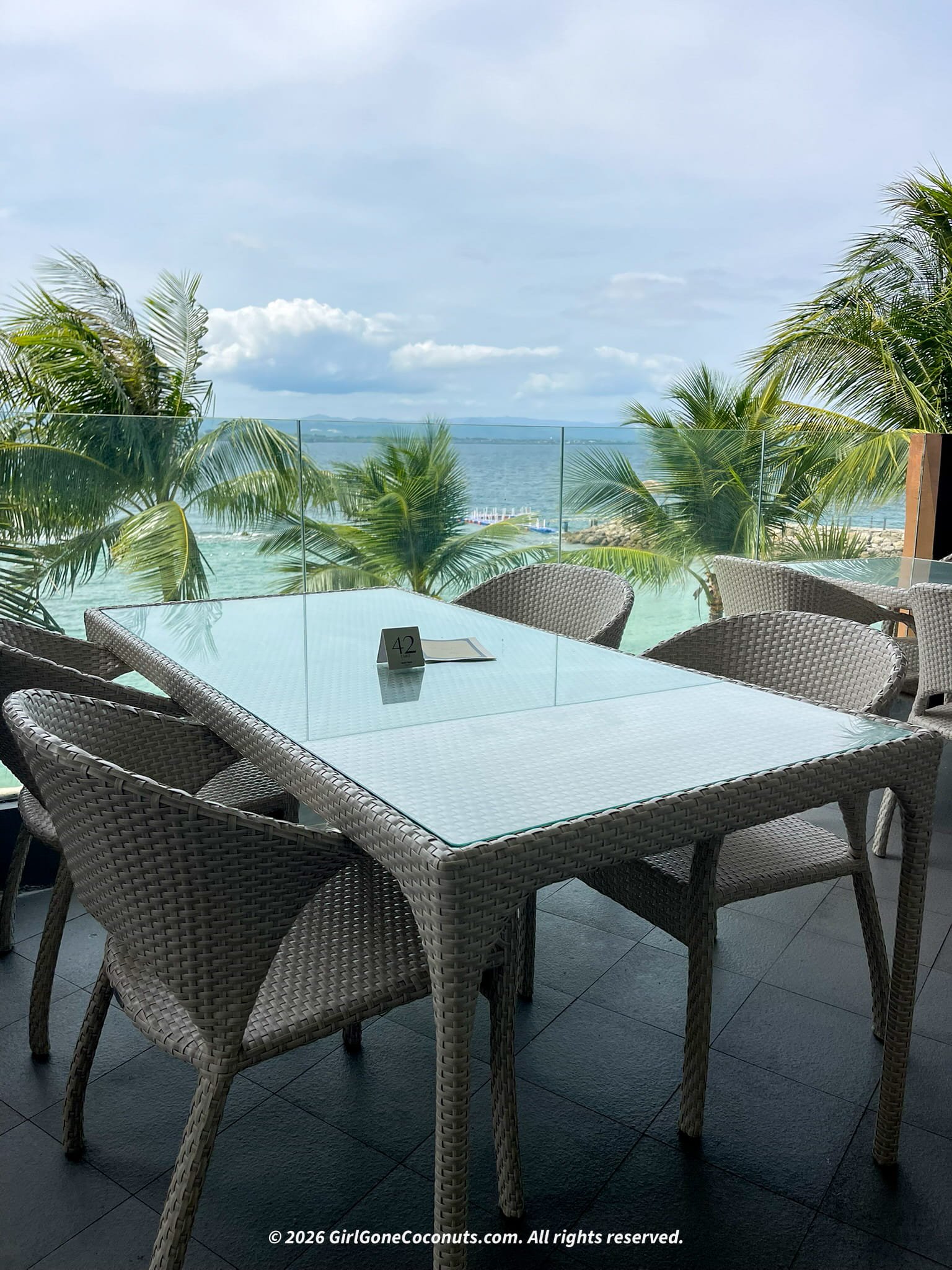 The tables at Tradewinds Cafe in Dusit Thani Mactan Cebu.