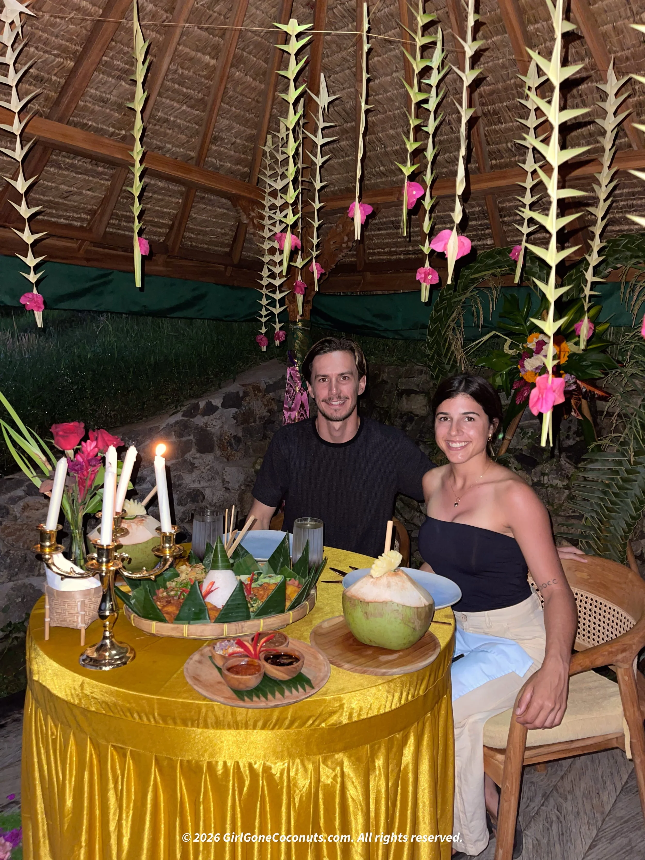 Travelers enjoying the romantic dinner at Puri Dajuma in Bali.