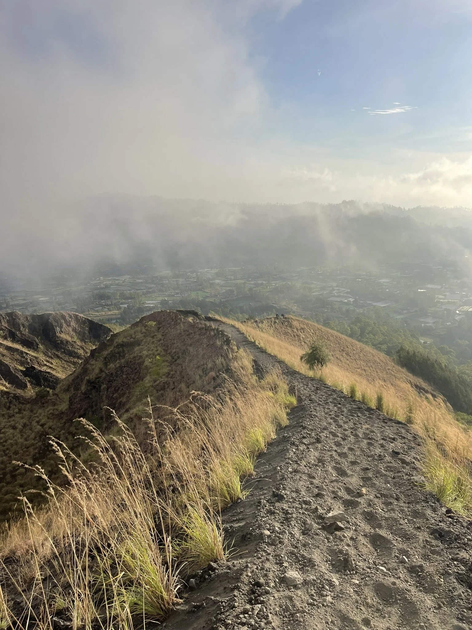 A photo of the trekking path on Batur, one of the best things to do in Kintamani, Bali.