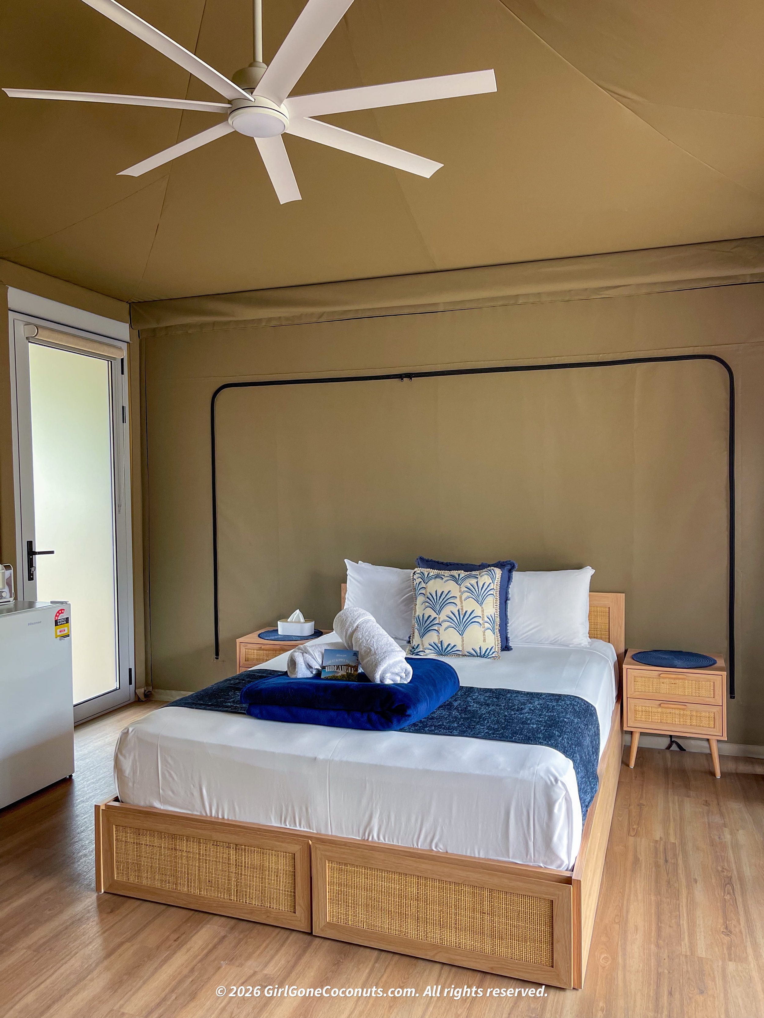 The interior of the Glamping Tent at GKI Hideaway.
