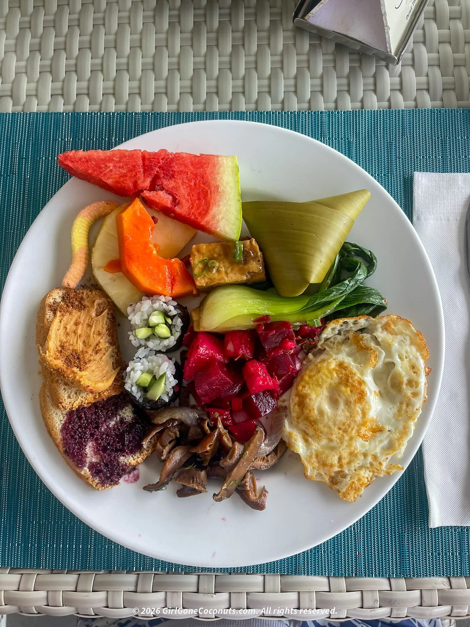 A breakfast plate at Tradewinds Cafe from Dusit Thani Mactan Cebu.