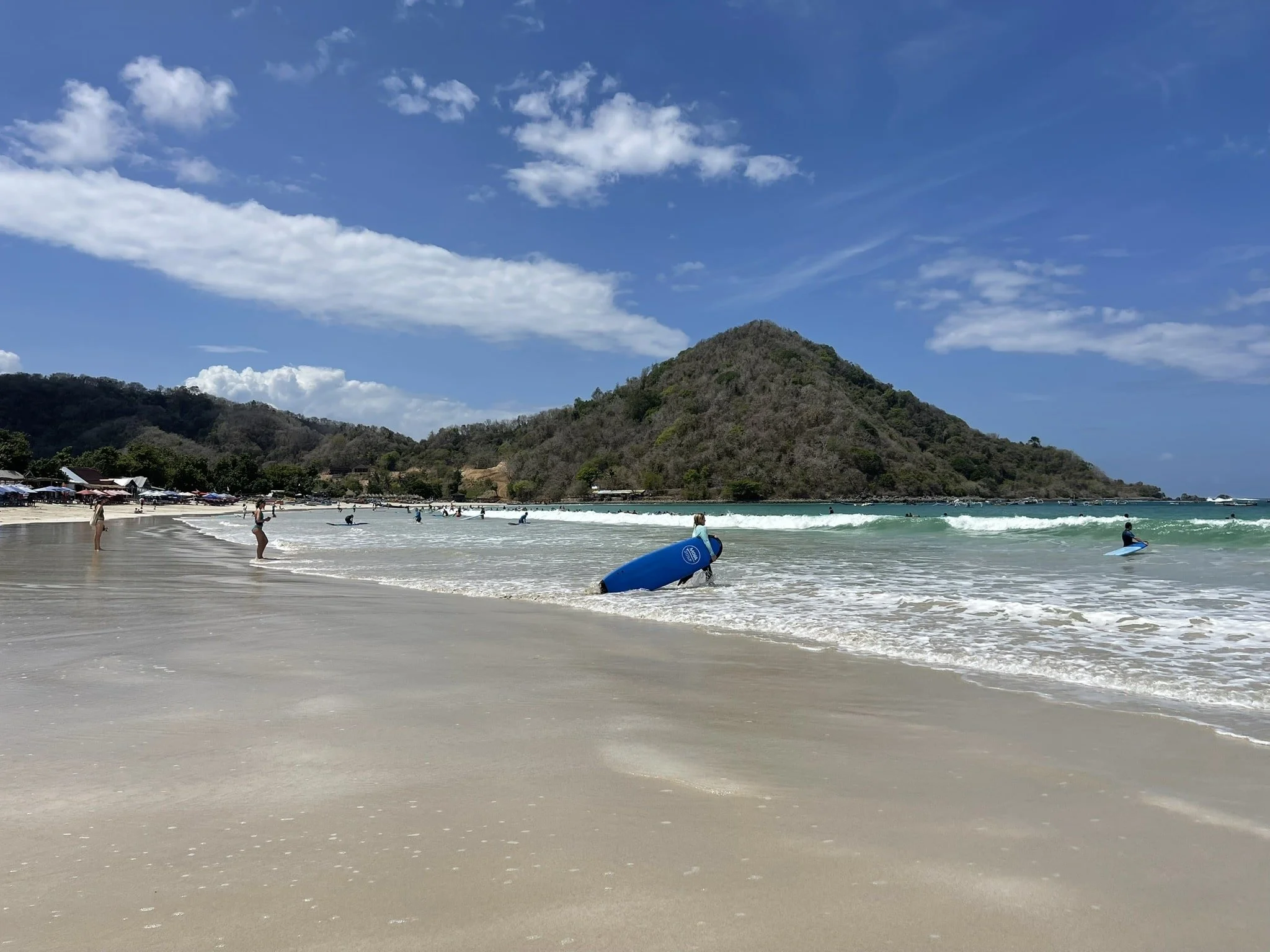 A view of the most popular beginner surf spot in Lombok, Selong Belanak.