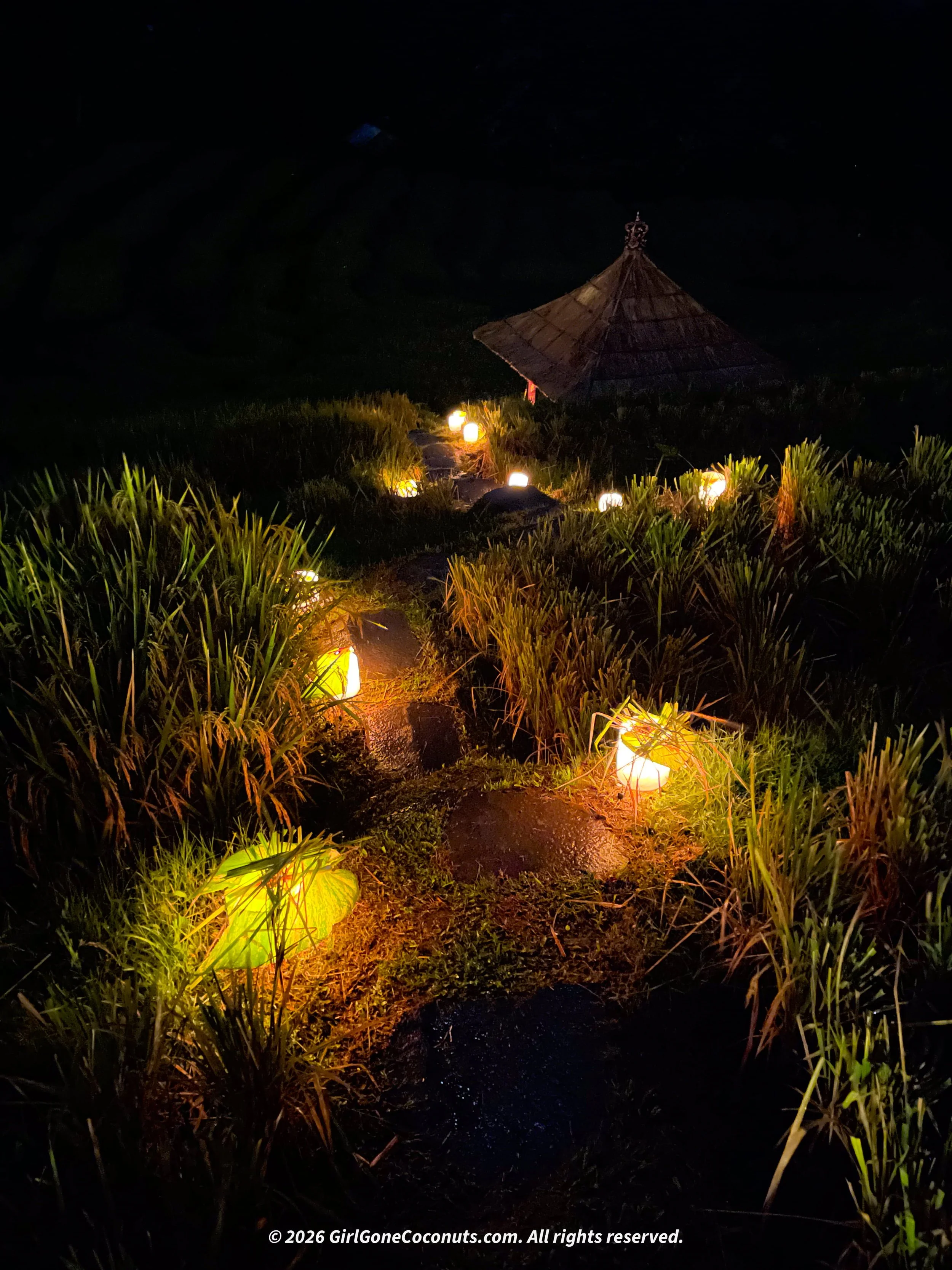 The candle lit path down to the romantic dinner at Puri Dajuma.