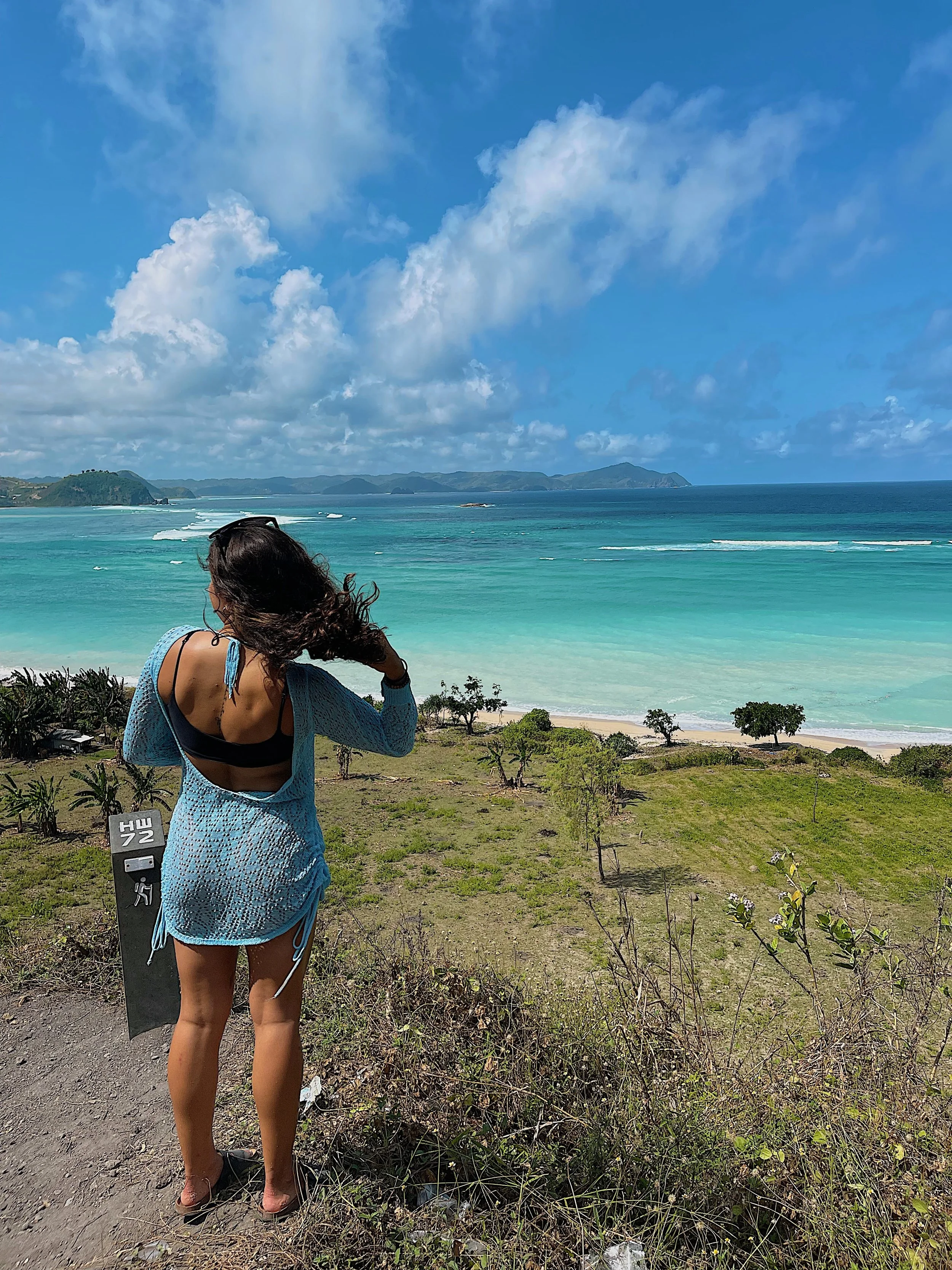 Views over Lombok's coastline from above.
