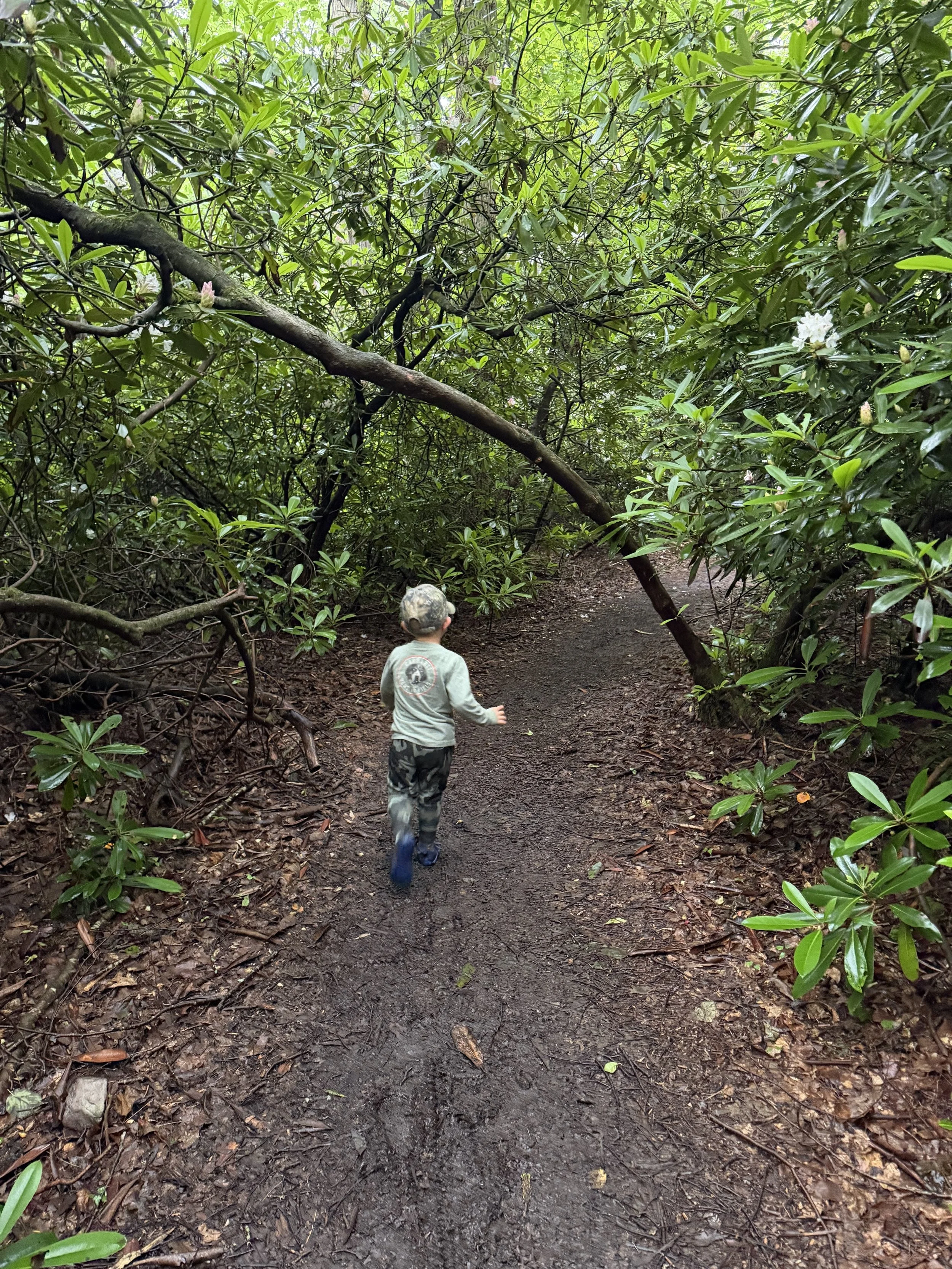Boy running on trail