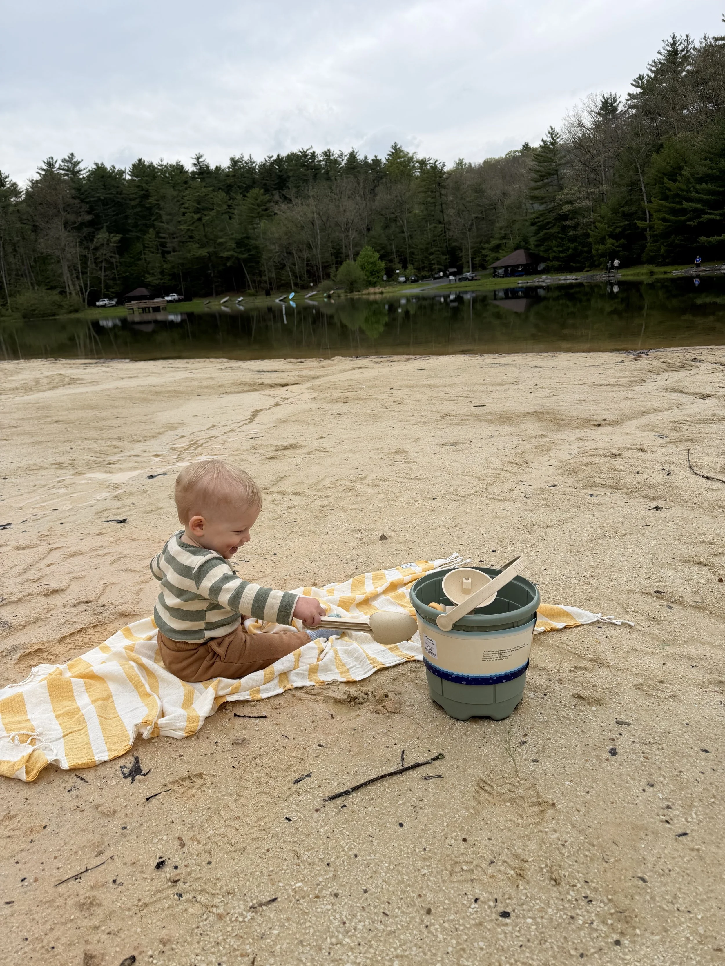 Boy with bucket at Whipple Dam 
