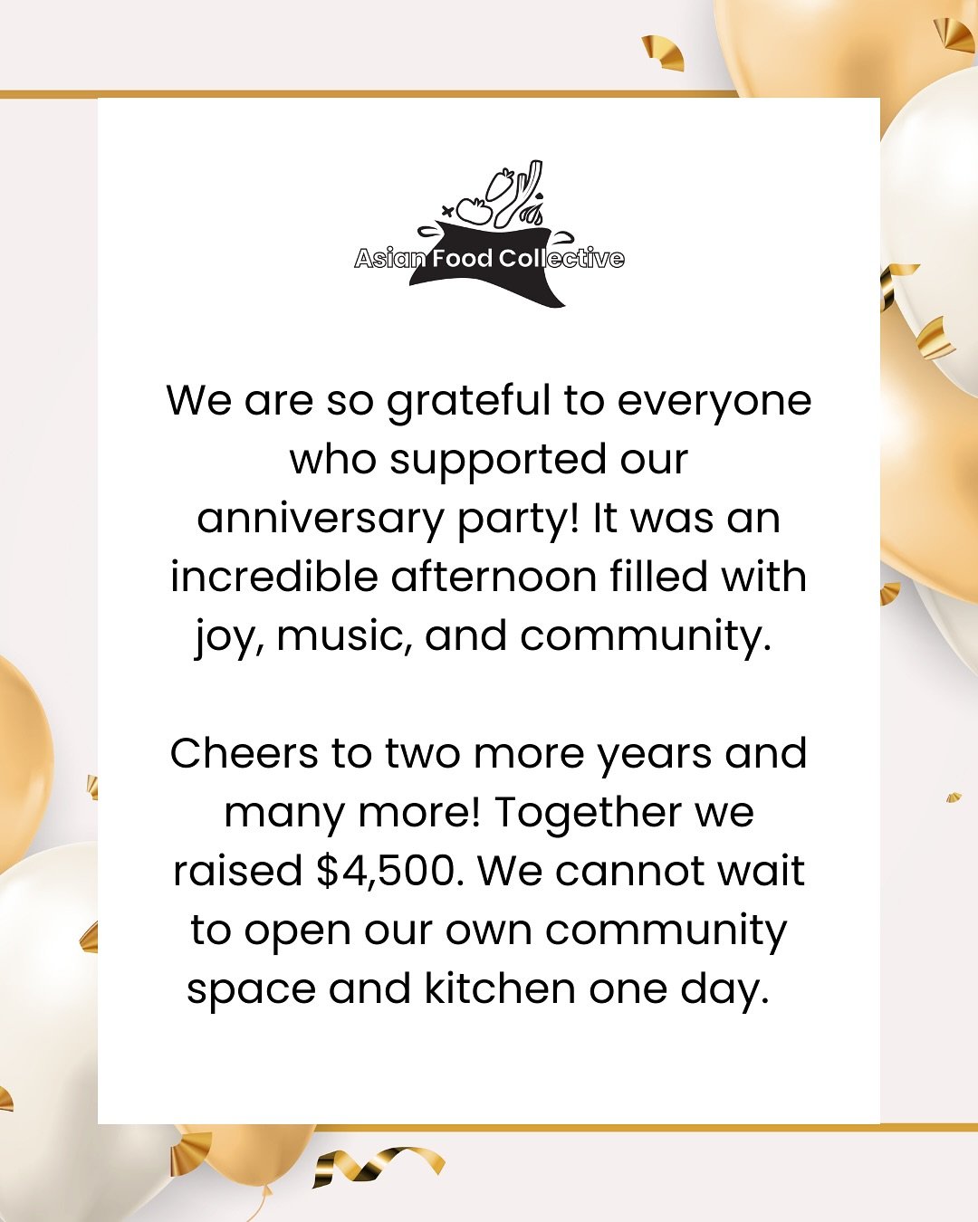 We are so grateful to everyone who supported our anniversary party! It was an incredible afternoon filled with joy, music, and community.

Cheers to two more years and many more! Together we raised $4,500. We cannot wait to open our own community spa