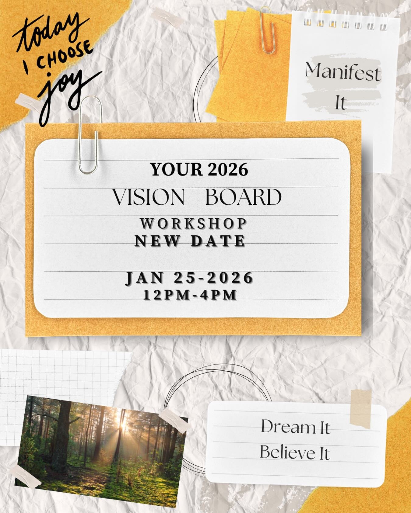New Date&hellip;.. 🗓️ 
January 25 2026.

I would like to invite those of you who are in the Winnipeg area to join me and few other folks on 
Sunday, January 25th from 12-4 while we create our VISION BOARDS for 2026💫 together!

Investment- $50
What 