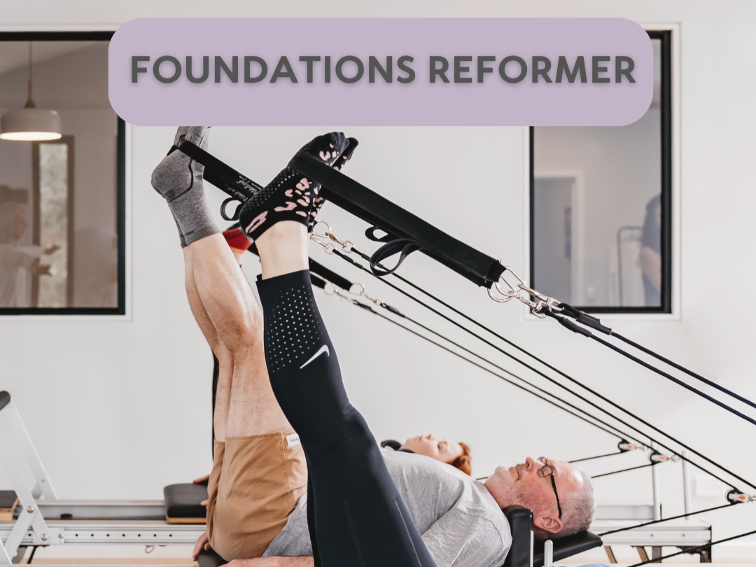 Women participating in a reformer Pilates class, with one woman in the foreground smiling and reaching out, and others behind her doing exercise moves, in a bright indoor studio, with the text overlay 'New client deal, 2 weeks unlimited for $29'.