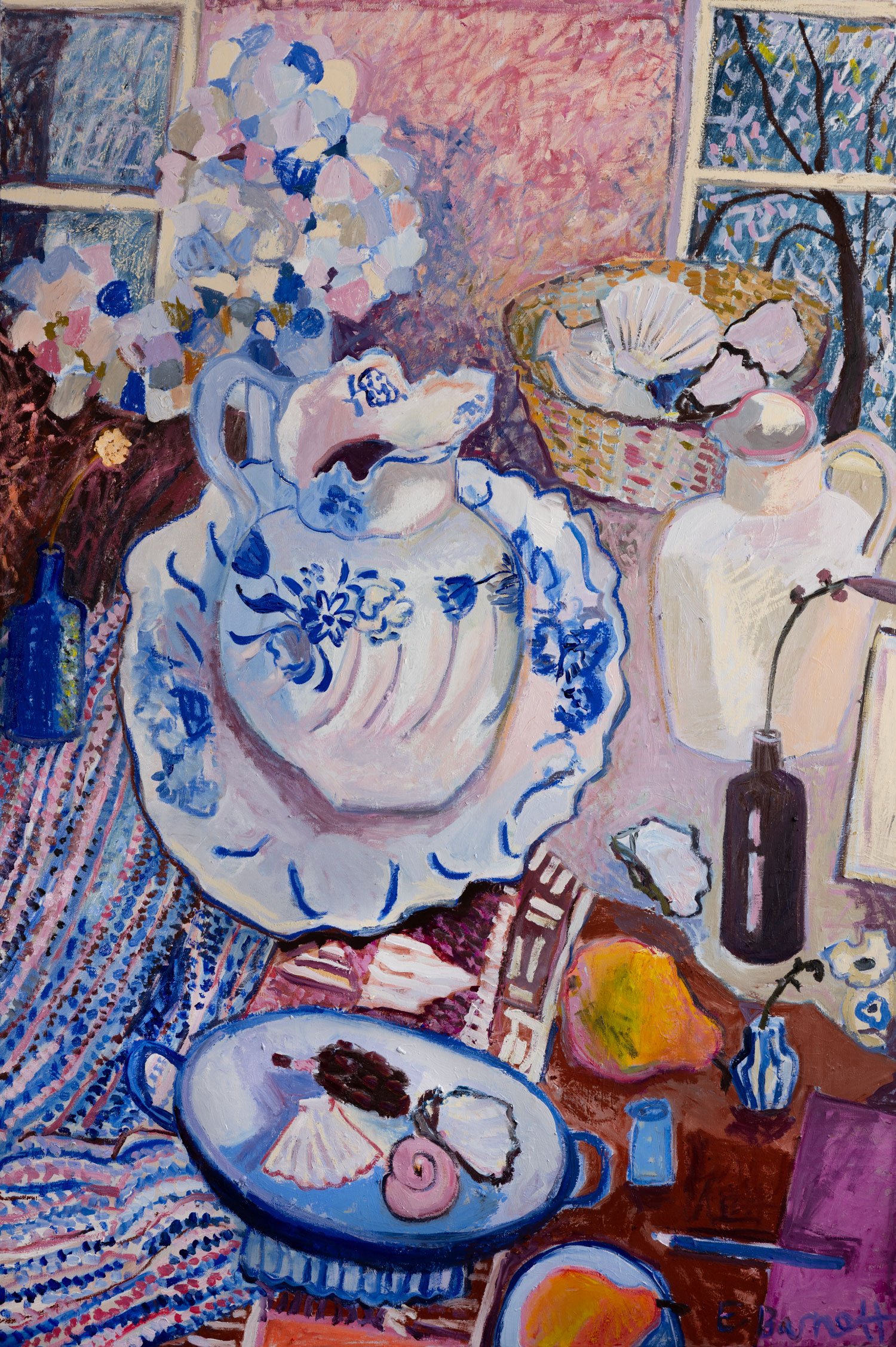 "Vessels and Shells" 2026, oil on linen framed, 153 x 102cm, $6700