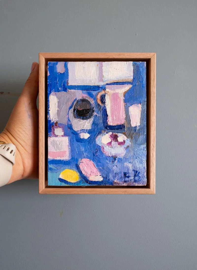 "Small Objects" 2025, oil on linen board framed, 10 x 15cm Available at AK Bellinger gallery