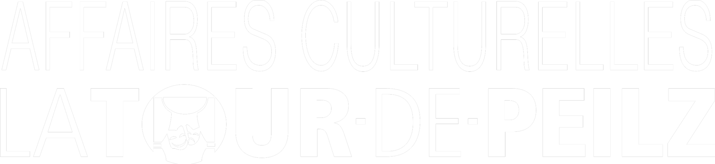 Texte "Affaires Culturelles La Tour-de-Peilz" avec un masque de théâtre en logo.