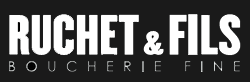 Logo de Ruchet & Fils Boucherie Fine sur fond noir.