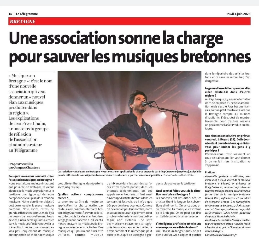 𝗥𝗲𝗻𝗱𝗲𝘇-𝘃𝗼𝘂𝘀 𝗰𝗲 𝘃𝗲𝗻𝗱𝗿𝗲𝗱𝗶 𝟱 𝗷𝘂𝗶𝗻 &agrave; 𝟭𝟰𝗵𝟯𝟬 &agrave; 𝗹𝗮 𝗖𝗶𝘁&eacute; 𝗱𝗲 𝗹𝗮 𝗺𝘂𝘀𝗶𝗾𝘂𝗲 𝗯𝗿𝗲𝘁𝗼𝗻𝗻𝗲 &agrave; 𝗕&eacute;𝗴𝗮𝗿𝗱 (𝟮𝟮) 𝗽𝗼𝘂𝗿 𝗹&rsquo;𝗮𝘀𝘀𝗲𝗺𝗯𝗹&eacute;𝗲 𝗴&eacute;𝗻&eacute;𝗿𝗮?