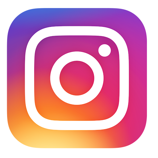 Instagram logo with a multicolored background in gradient shades of purple, orange, yellow, and pink.
