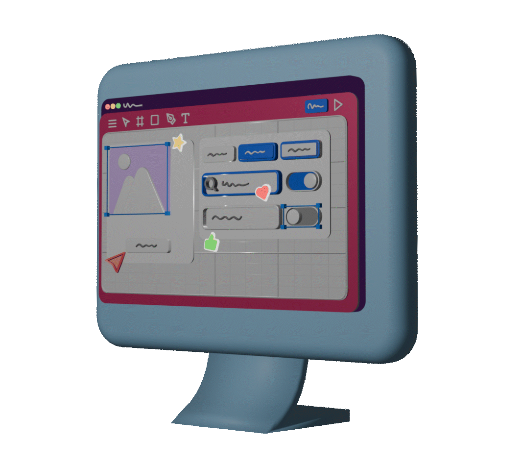 Computer monitor displaying a graphic design or editing software interface with various tools and controls.