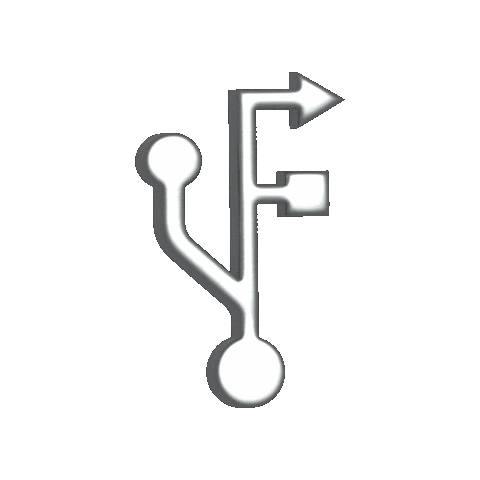 USB symbol on a gray background,   Untitled Folders Techwear, branded sticker available on GIPHY
