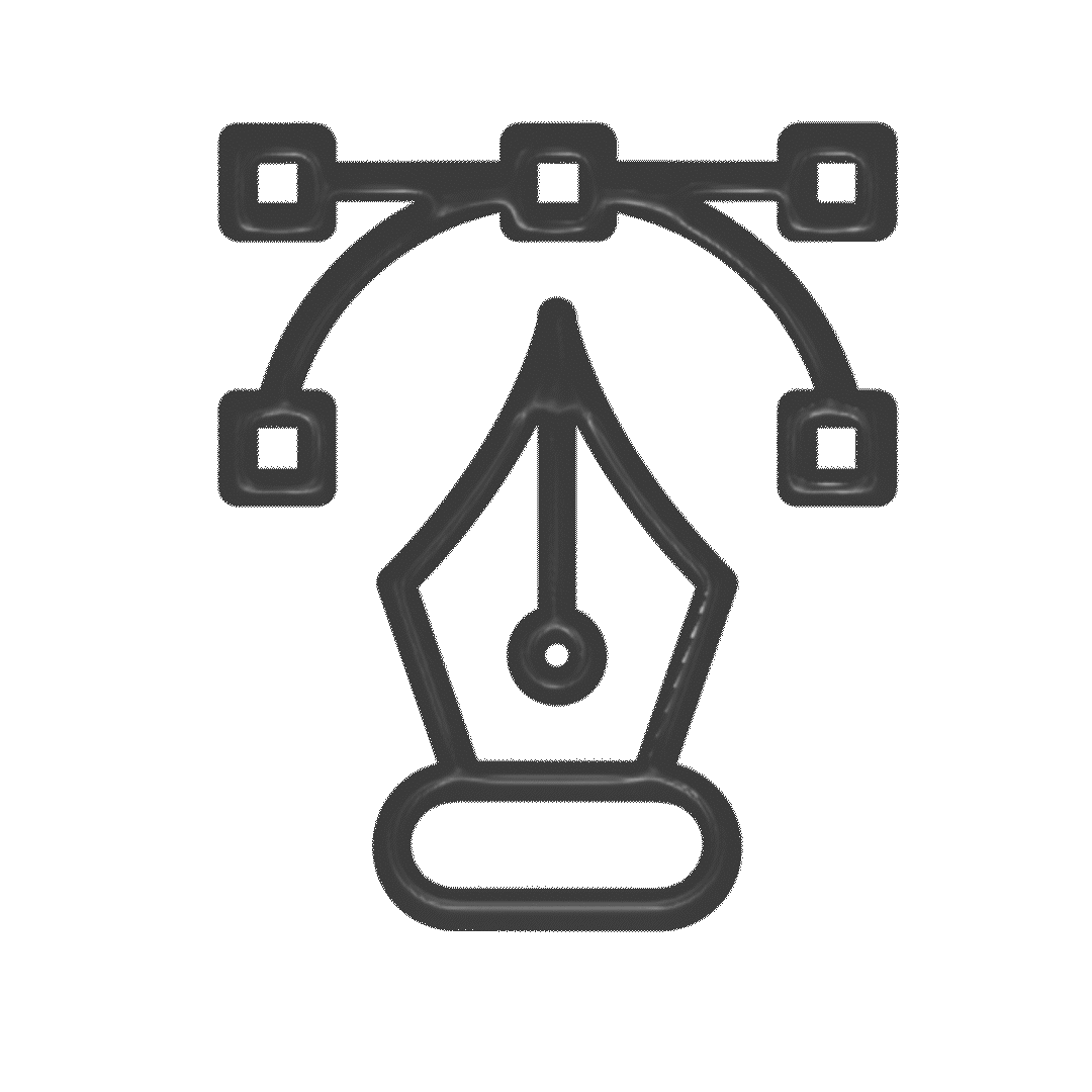 Outline of a computer graphics pen overlayed on a clock, indicating digital illustration or design work.