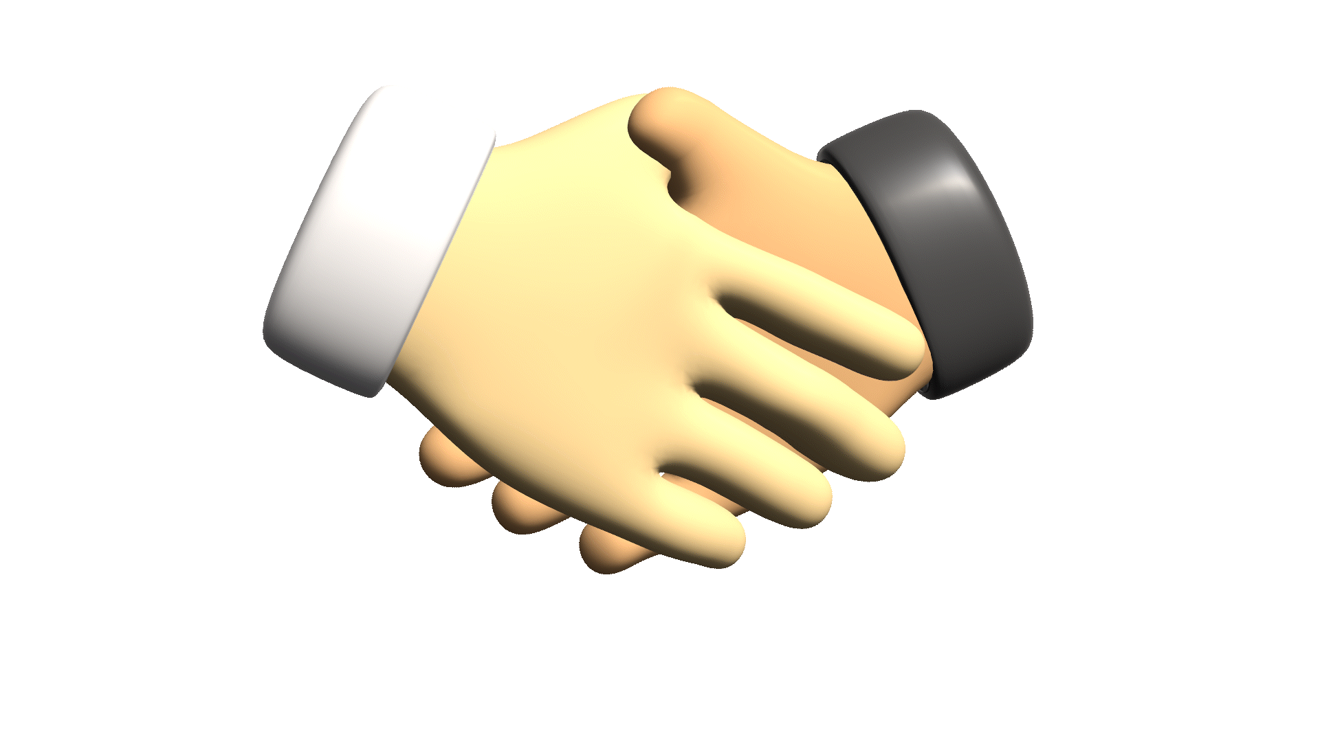 Digital illustration of two hands shaking, one with a white cuff and the other with a black cuff, symbolizing agreement or partnership.