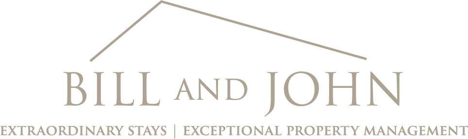 Logo for Bill and John, a property management company, with the tagline 'Extraordinary Stays | Exceptional Property Management'.