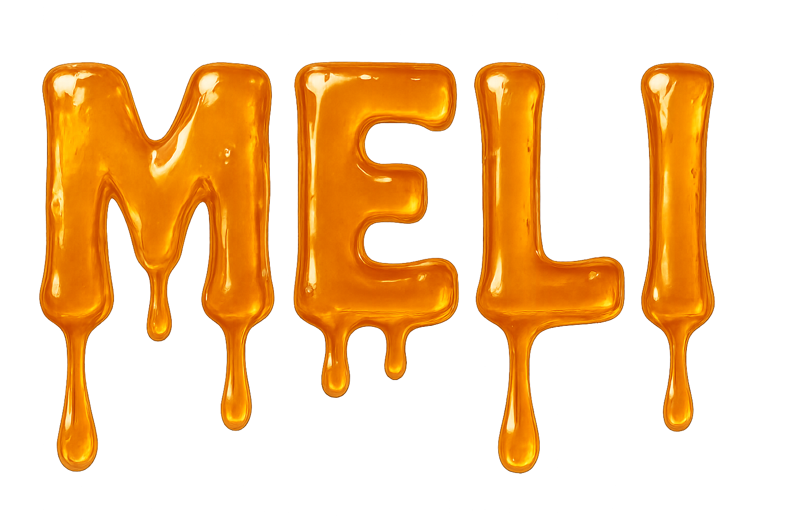 The word 'MELO' written in large, melting, gold-colored letters.