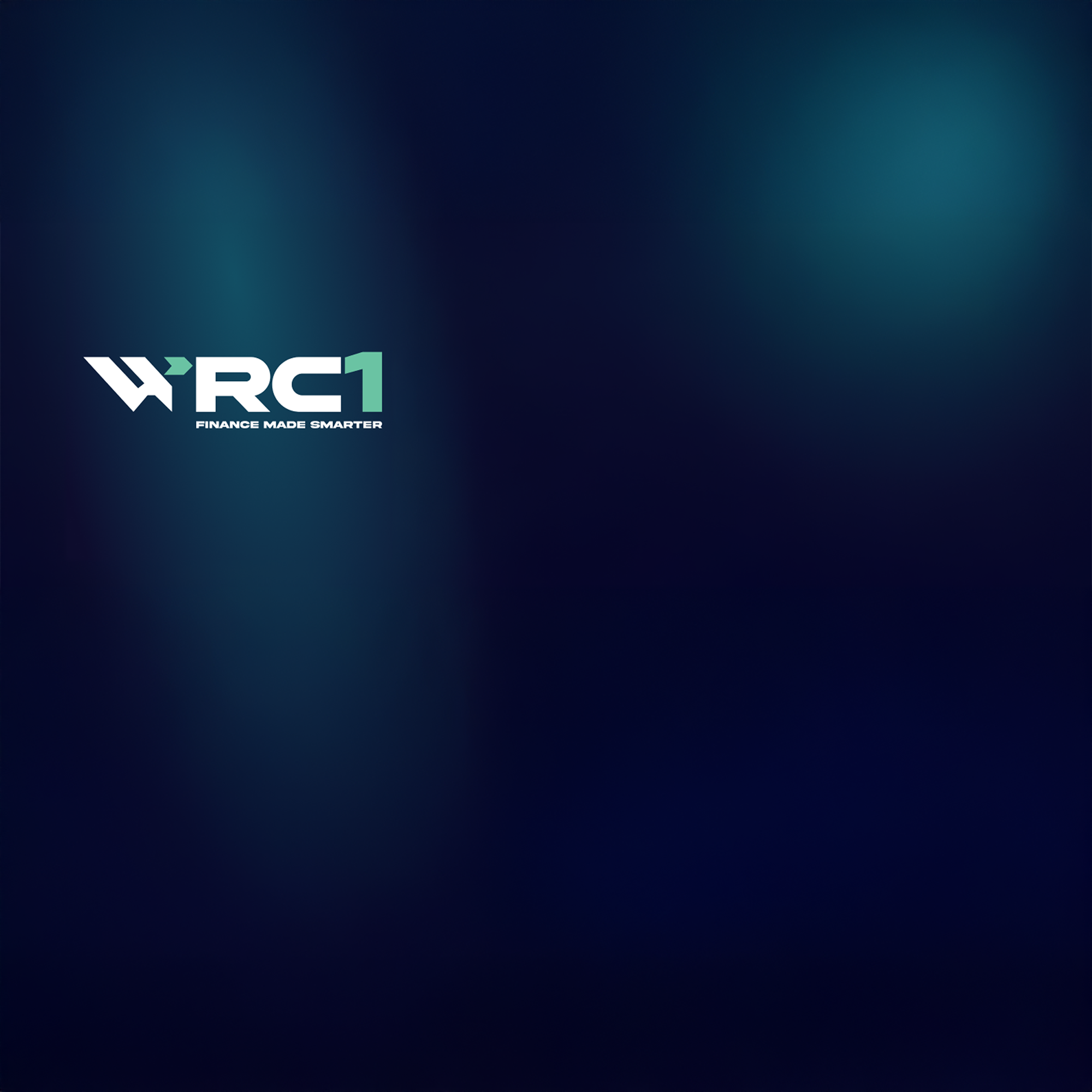 RC1 logo with tagline 'Finance Made Smarter' on a dark, blurred background.